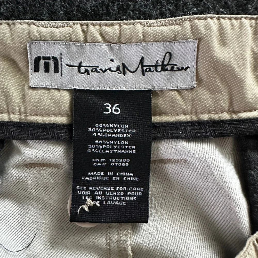 TravisMathew Mens Tan Khaki Performance Golf Pants 36 Stretch Chino Trousers
